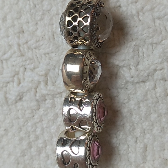 6 Beads Rhinestones Vintage for your bracelet pink, red & clear - Picture 4 of 5